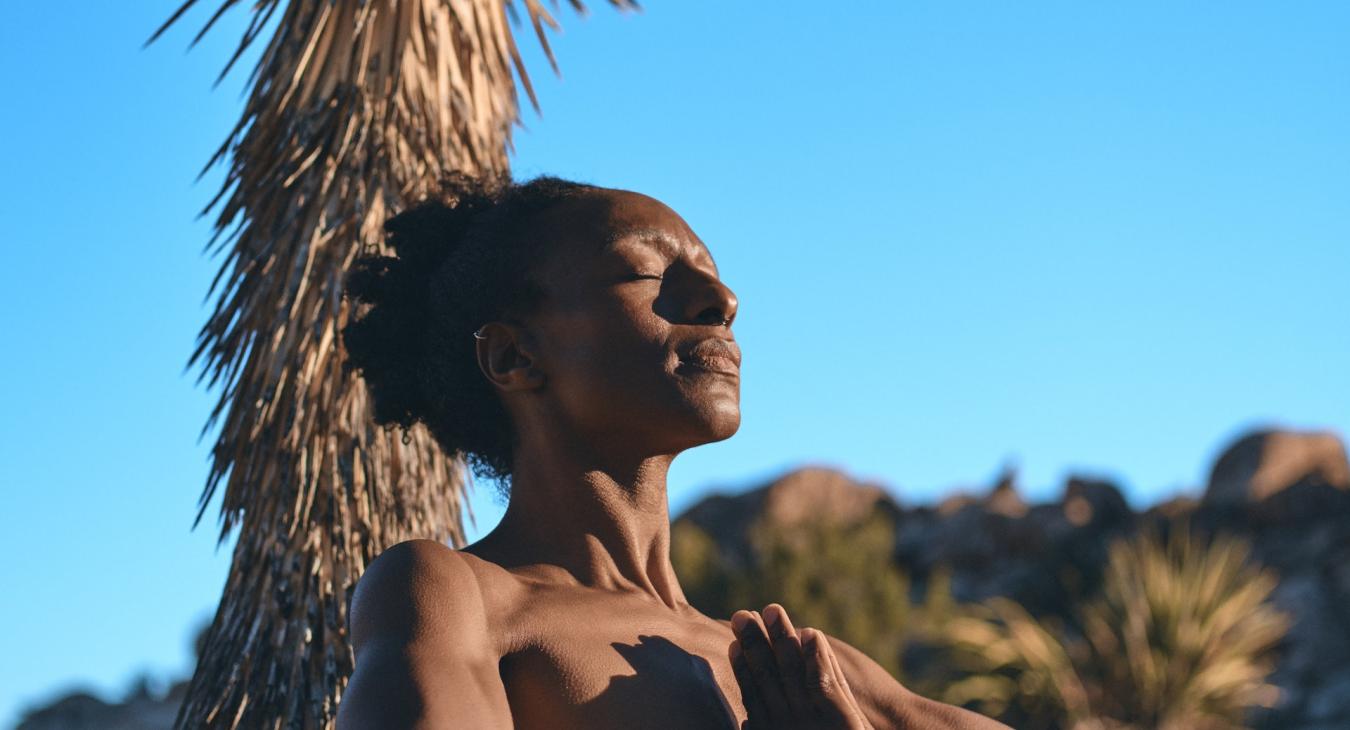 Nude yoga in the nature